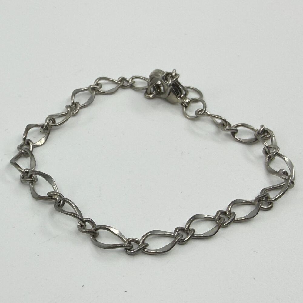 Silver Tone Twisted Link Chain Bracelet Minimalist Layering Jewelry Gift Idea